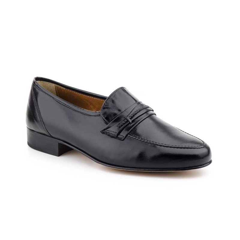 ZAPATO PIEL en negro, con suela de cuero, zapato elegante de vestir