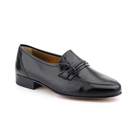 ZAPATO PIEL en negro, con suela de cuero, zapato elegante de vestir