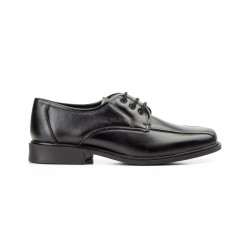 Nikkoe 1217 Zapato de piel negro muy cómodo, con cordones, suela de goma cosida