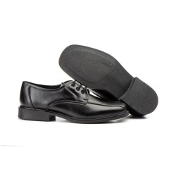 Nikkoe 1217 Zapato de piel negro muy cómodo, con cordones, suela de goma cosida