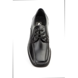 Nikkoe 1217 Zapato de piel negro muy cómodo, con cordones, suela de goma cosida