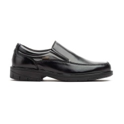 Zapato de piel suave negro, muy cómodo, flexible, suela de goma estriada, antideslizante