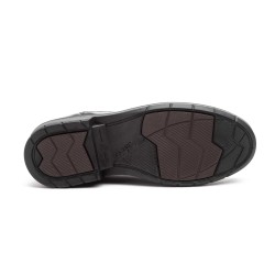Zapato de piel suave negro, muy cómodo, flexible, suela de goma estriada, antideslizante