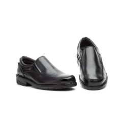 Black  leather shoe man comfortable, soft, rubber sole, non-slip, made in Spain