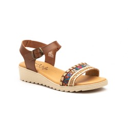 JAM 3199 Leather wedge sandal, comfort insole, non-slip