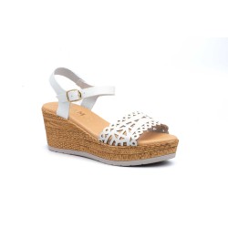 Leather wedge sandals, platform, gel insole, non-slip