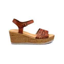 Leather wedge sandals, platform, gel insole, non-slip