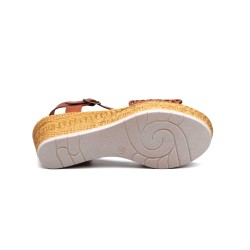 Leather wedge sandals, platform, gel insole, non-slip