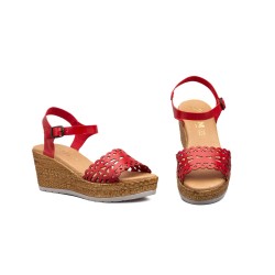 Leather wedge sandals, platform, gel insole, non-slip