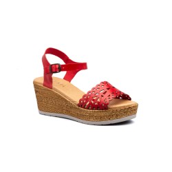 Leather wedge sandals, platform, gel insole, non-slip