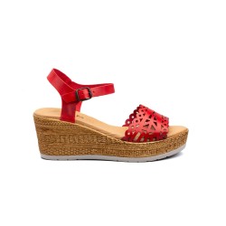 Leather wedge sandals, platform, gel insole, non-slip