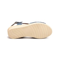 White and Blue Openwork Leather, gel insole, wedge sandals, non slip