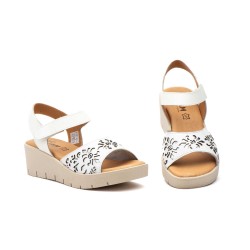 Leather wedge sandals, gel insole, non-slip, velcro closure