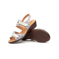 Sandalia de piel multicolor, planta de gel, cierre de velcro,suela ligera antideslizante