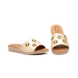 307 Sandalia de piel de pala, planta acolchada, suela de goma