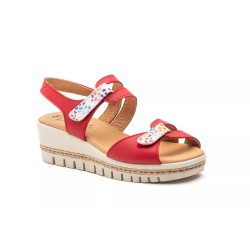 Sandalia de piel, con cierre de velcro, plata de piel con gel, muy cómoda