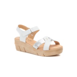 Leather wedge sandals, gel insole, non-slip
