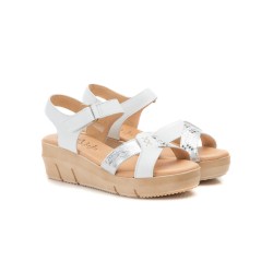 Leather wedge sandals, gel insole, non-slip