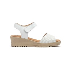 Leather wedge sandals, gel insole, non-slip, velcro closure