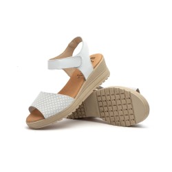 Leather wedge sandals, gel insole, non-slip, velcro closure