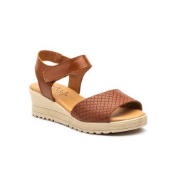 Leather wedge sandals, gel insole, non-slip, velcro closure