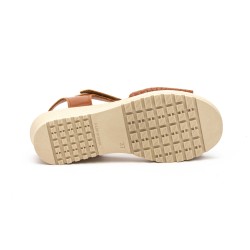 Leather wedge sandals, gel insole, non-slip, velcro closure