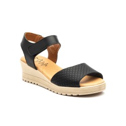 Leather wedge sandals, gel insole, non-slip, velcro closure