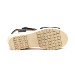 Leather wedge sandals, gel insole, non-slip, velcro closure