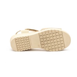 Leather wedge sandals, gel insole, non-slip, velcro closure