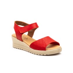 Leather wedge sandals, gel insole, non-slip, velcro closure