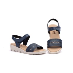 Leather wedge sandals, gel insole, non-slip, velcro closure