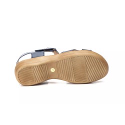 Leather wedge sandal, comfort insole, non-slip