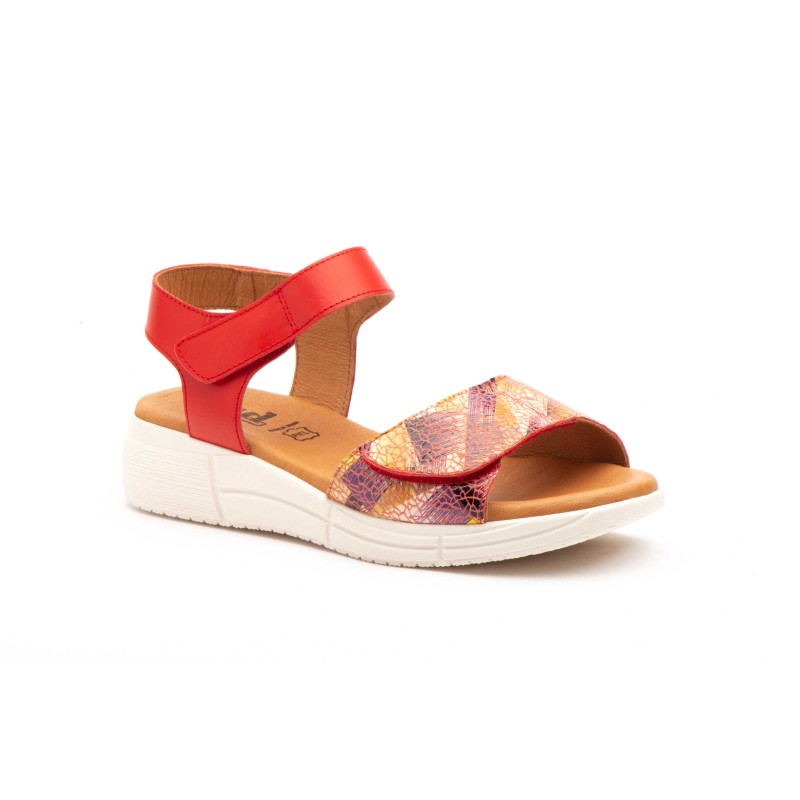 Leather wedge sandals, confort insole, non-slip