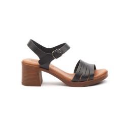 Leather heel sandal, comfort insole, non-slip, platform