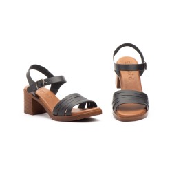 Leather heel sandal, comfort insole, non-slip, platform