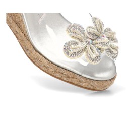 Vinyl wedge sandals, in gold and silver color, confort insole, non-slip