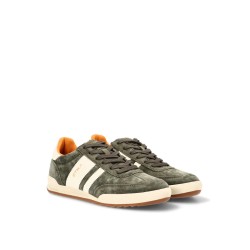 Shoe- Leather and fabric Sneakers shoes with laces
