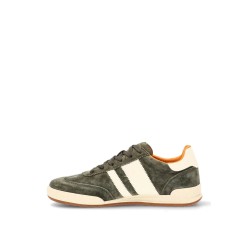 Shoe- Leather and fabric Sneakers shoes with laces