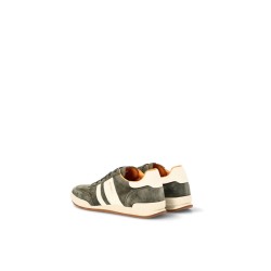 Shoe- Leather and fabric Sneakers shoes with laces