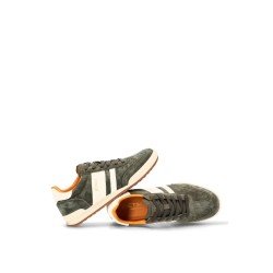 Shoe- Leather and fabric Sneakers shoes with laces