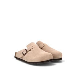 Leather clog, flat, buckle closure, sandals with gel insole, ETIKA brand