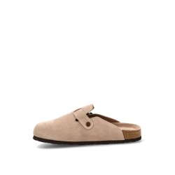 Leather clog, flat, buckle closure, sandals with gel insole, ETIKA brand
