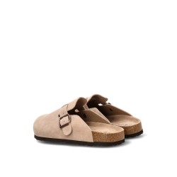 Leather clog, flat, buckle closure, sandals with gel insole, ETIKA brand