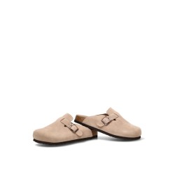 Leather clog, flat, buckle closure, sandals with gel insole, ETIKA brand