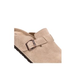 Leather clog, flat, buckle closure, sandals with gel insole, ETIKA brand