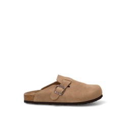 Leather clog, flat, buckle closure, sandals with gel insole, ETIKA brand