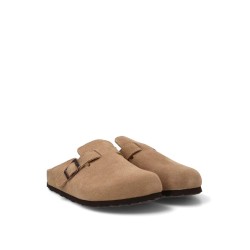 Leather clog, flat, buckle closure, sandals with gel insole, ETIKA brand