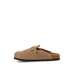 Leather clog, flat, buckle closure, sandals with gel insole, ETIKA brand