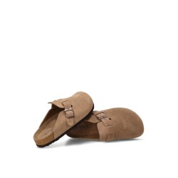 Leather clog, flat, buckle closure, sandals with gel insole, ETIKA brand