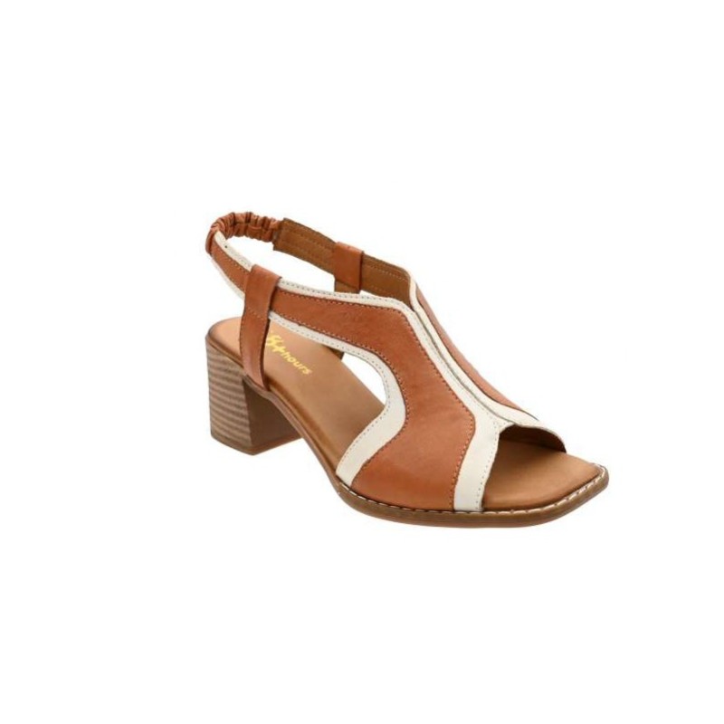 Multicolor leather heel sandals, gel insole, non-slip, 48+ Horas